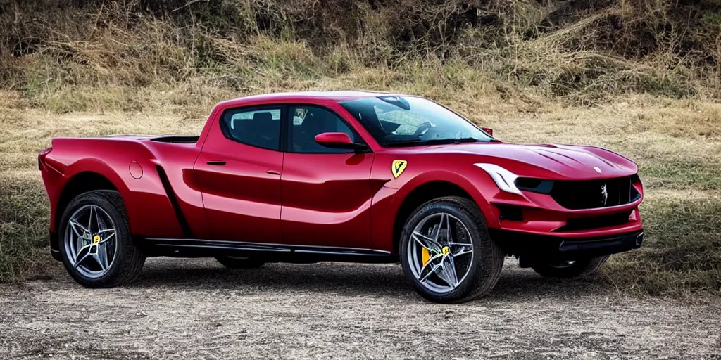 Image similar to “2020 Ferrari Pickup Truck, HD, ultra Realistic”