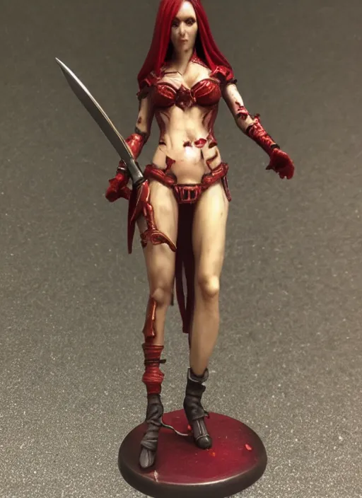 Image similar to 80mm resin detailed miniature of a Dark Elf Female, Dagger, red skin, Product Introduction Photos, 4K, Full body