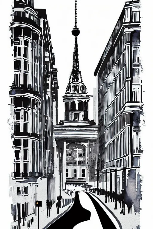 Image similar to minimalist watercolor art of berlin, illustration, vector art