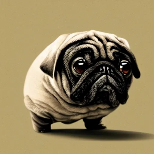 Image similar to A tardigrade with the eyes and mouth of a pug, national geographic-file-photograph, paywall-content, premium-award-winning, trending on artstation