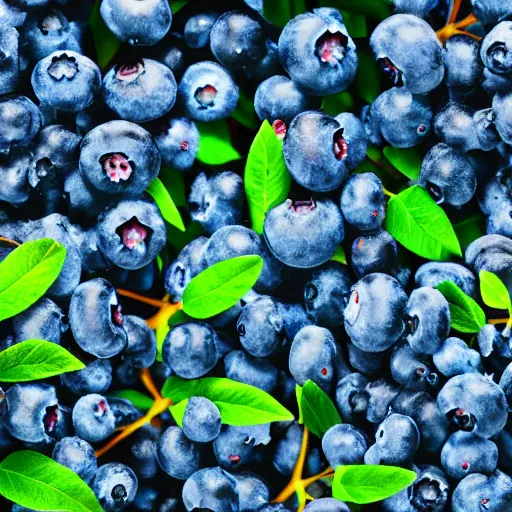 Image similar to artistic medium close-up render of blueberry bushes in a forest. Digital art. 4K. Trending on artstation. Highly detailed. Nature Artistic. Rustic. Nordic