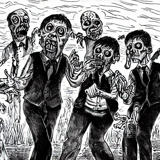 Image similar to zombies at a funeral