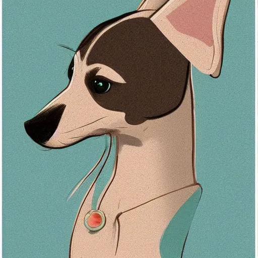 Image similar to masterpiece detailed illustration of a cute dog that combines the style of michael foreman and jane clarke. the colors are soft and muted.