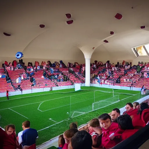 Prompt: football match inside a castle