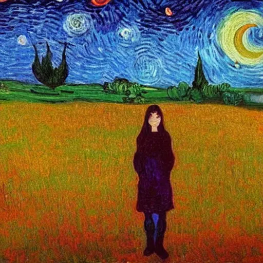 Prompt: a dream girl named Nyuta, van gogh painting