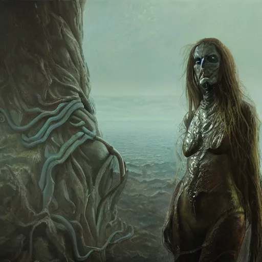 Image similar to snake woman, elden ring boss, matte painting, detailed, elden ring, oil on canvas