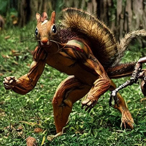 Image similar to biological aliens in combat with squirrels