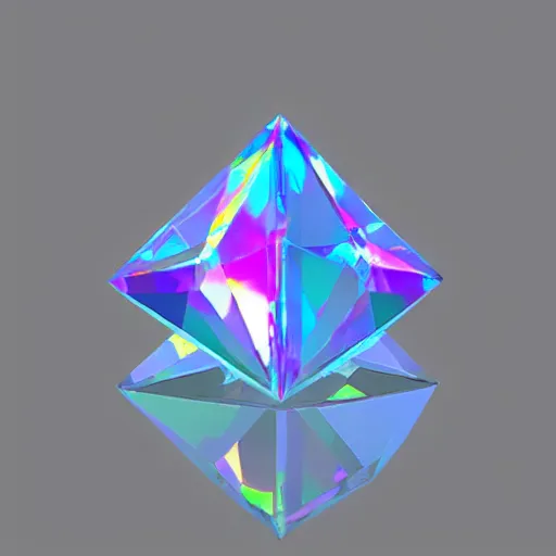 Image similar to low poly iridescent transparent diamond, prism