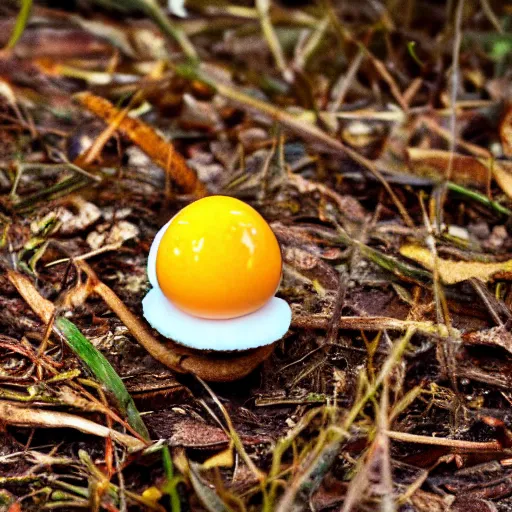 Image similar to a toadstool that looks like a fried egg. nature photography.