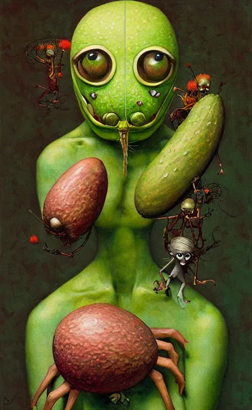 Image similar to imaginative anthro avocado creature painting by chiara bautista, beksinski and norman rockwell and greg rutkowski weta studio, tom bagshaw and lucasfilm