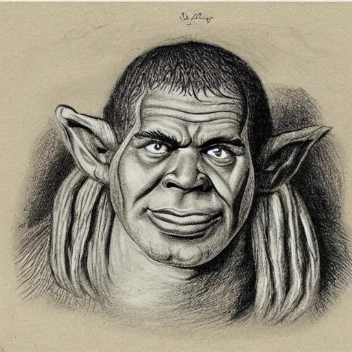 Prompt: old anatomical drawing of shrek