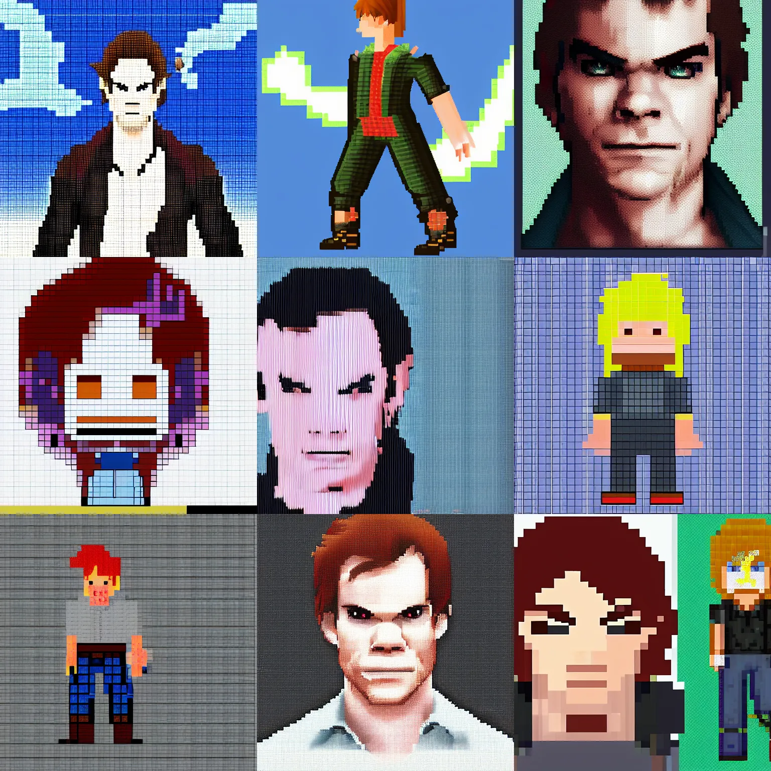 Prompt: michael c hall in final fantasy, pixel art, final fantasy, high quality