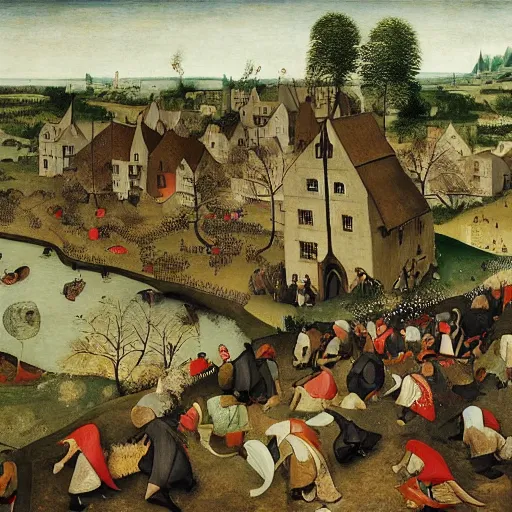 Image similar to A beautiful illustration. Wind snapped at me, warm and fragrant. The atmosphere was thick with pollen and micro-organisms, goading my body’s ancient defences. by Pieter Bruegel the Elder a e s t h e t i c