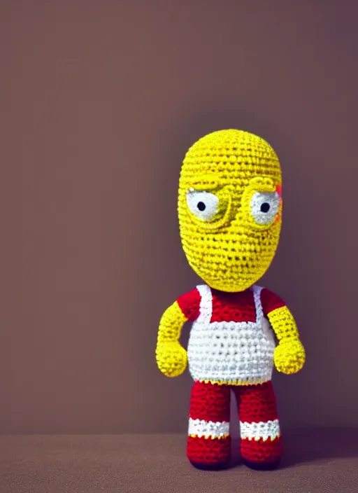 Prompt: a crochet Homer Simpson, realistic, no cropping, full body, Sigma 50 mm f/1.4