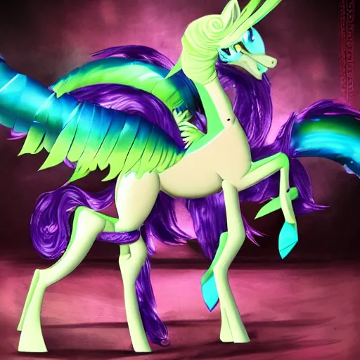 Image similar to hybrid between a xenomorph and a my little pony