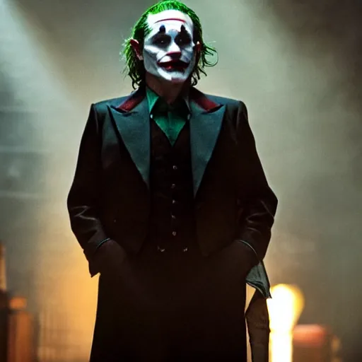 Image similar to stunning awe inspiring ( robin williams ) as the joker 8 k hdr movie still atmospheric lighting