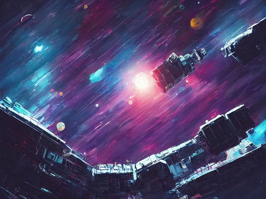 Image similar to a deep space space station by alena aenami, petros afshar
