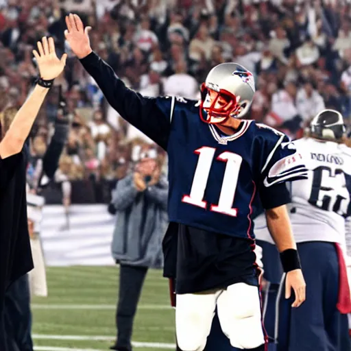 Prompt: tom brady giving a high five to martin luther king
