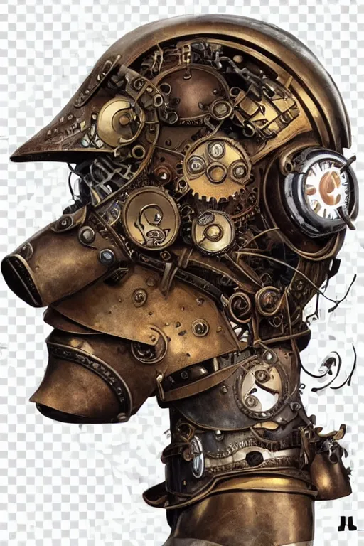 Image similar to steampunk helmet fantasy art mask robot ninja stylized digital illustration sharp focus, elegant intricate digital painting artstation concept art global illumination ray tracing advanced technology chaykin howard and campionpascale and cooke darwyn and davis jack