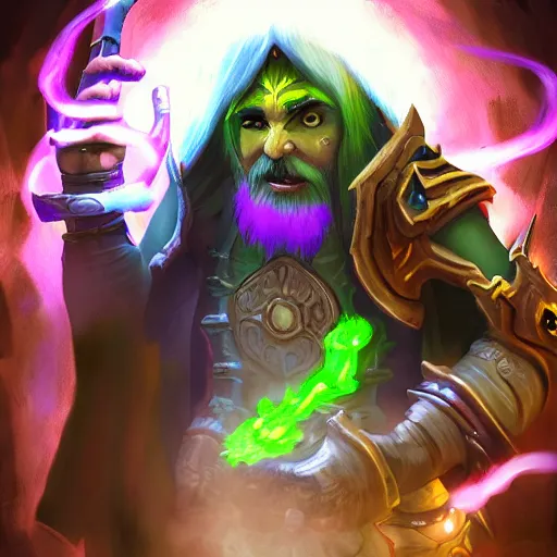 world of warcraft gnome warlock summoning a felguard, | Stable Diffusion