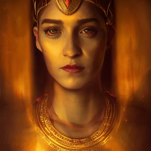 Prompt: Cleopatra portrait, atmospheric lighting, painted, intricate, volumetric lighting, beautiful, rich deep colors masterpiece, golden hour, sharp focus, ultra detailed, by Leesha Hannigan, Ross Tran, Thierry Doizon, Kai Carpenter,Ignacio Fernández Ríos