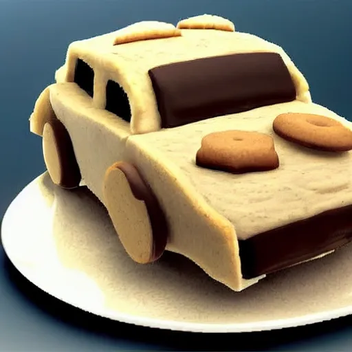 Image similar to realistic car made of cookies