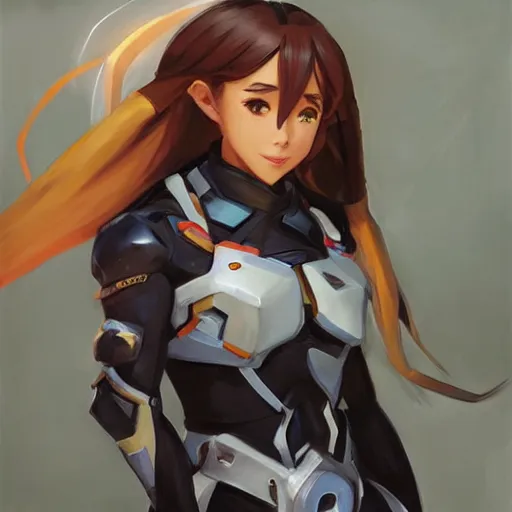 Image similar to greg manchess portrait painting of asuna yuuki as overwatch character, medium shot, asymmetrical, profile picture, organic painting, sunny day, matte painting, bold shapes, hard edges, street art, trending on artstation, by huang guangjian and gil elvgren and sachin teng