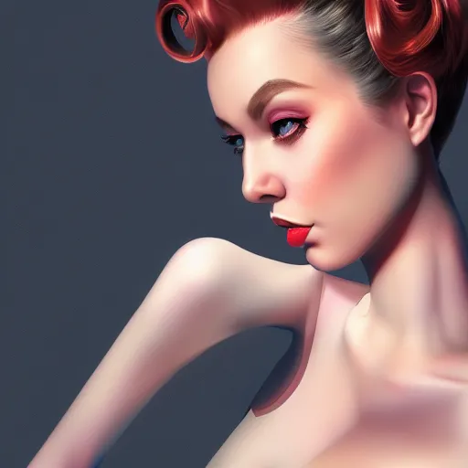 Image similar to hyperrealistic pinup | digital painting | trending on artstation | portrait | clean | illustration | dressed | unreal engine 5 | 8 k resolution | by hajime soryama