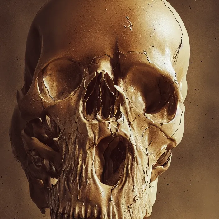 Image similar to a human skull, melting. intricate abstract. intricate artwork. by Tooth Wu, wlop, beeple, dan mumford. octane render, trending on artstation, greg rutkowski, coherent, symmetrical artwork. cinematic, hyper realism, high detail, octane render, 8k, depth of field, bokeh. iridescent accents