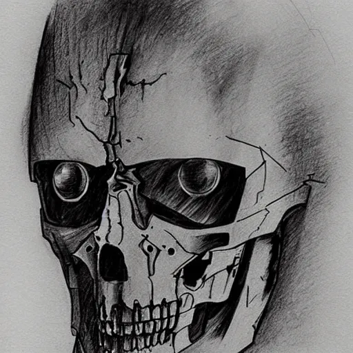 Image similar to terminator, leonardo da vinci sketch!!!, old paper