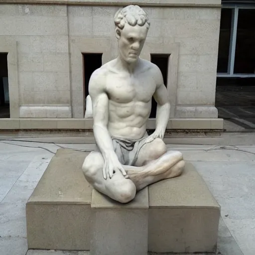 Prompt: “A marble statue of a programmer debugging code”