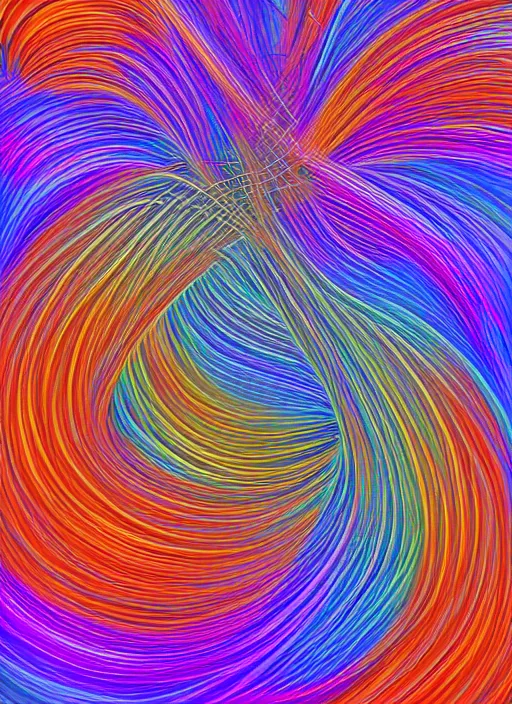 Prompt: generative fidenza flow field math art masterpiece with specific geometric math equations behind the scenes in this sacred mathematic random generative javascript art of lines flowing in unison on the fine art canvas.