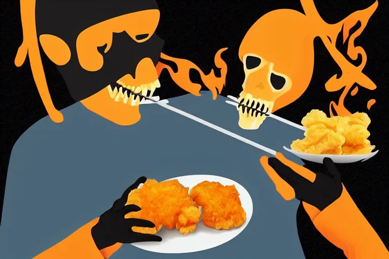 Prompt: the grim reaper eating mcnuggets