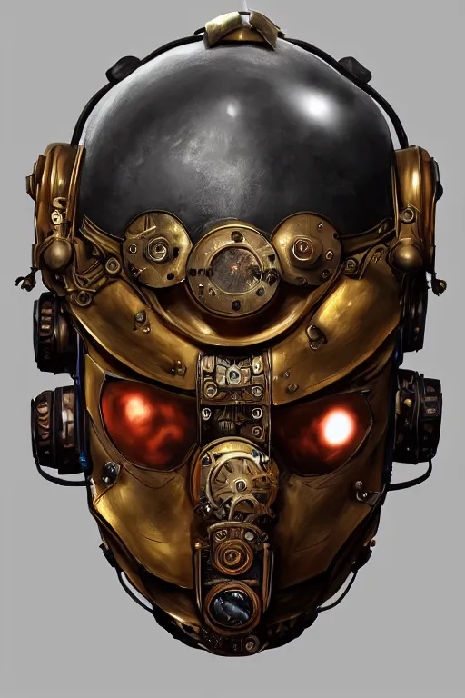 Image similar to steampunk helmet fantasy art mask robot ninja stylized digital illustration sharp focus, elegant intricate digital painting artstation concept art global illumination ray tracing advanced technology chaykin howard and campionpascale and cooke darwyn and davis jack