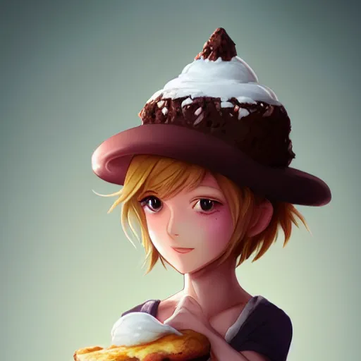 Prompt: personification of chocolate cupcake, cute hats, unreal engine, highly detailed, digital illustration by artgerm, tooth wu, studio ghibli, deviantart, sharp focus, artstation, bakery by greg rutkowsky, sweetes