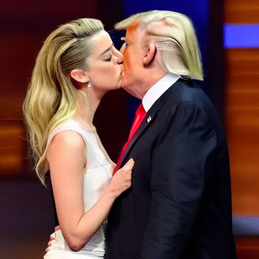 Prompt: amber heard kissing donald trump