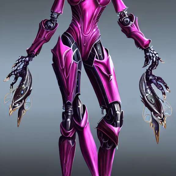 Prompt: highly detailed exquisite fanart, of a beautiful female warframe, but as an anthropomorphic robot dragon with, shiny silver armor with fuchsia accents, engraved, elegant pose, close-up shot, full body shot, epic cinematic shot, sharp claws for hands, long elegant tail, professional digital art, high end digital art, singular, realistic, DeviantArt, artstation, Furaffinity, 8k HD render