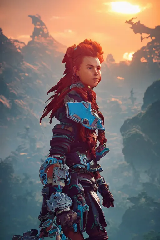 Image similar to combination suit armor aloy horizon forbidden west horizon zero dawn robot ninja mask helmet backpack tribal, aesthetic octane render, 8 k hd resolution, by ilya kuvshinov and cushart krentz and gilleard james radiating a glowing aura cgi rtx 2 0 2 2