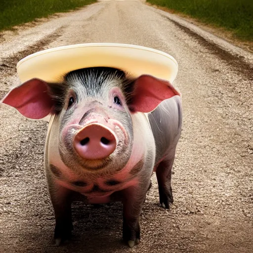 Prompt: an award winning portrait photo of a pig wearing a sombrero