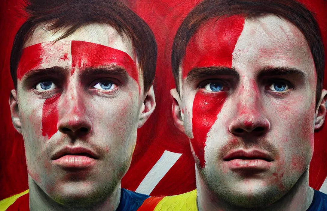 Image similar to english football fan!!!!!!!!!!!!!!!!!!!!!!!!!!!, detailed face, detailed painting, flat lighting by alberto mielgo