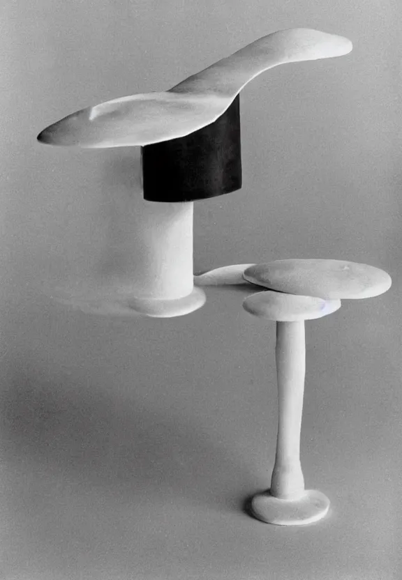 Image similar to a white object with writing on it sitting on a table, a surrealist sculpture by marcel duchamp, archival pigment print, 1 9 1 4, conceptual art, artwork, academic art, surrealist