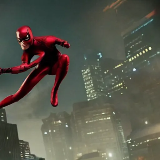 Image similar to female daredevil, octane, realistic lighting, marvel movie still