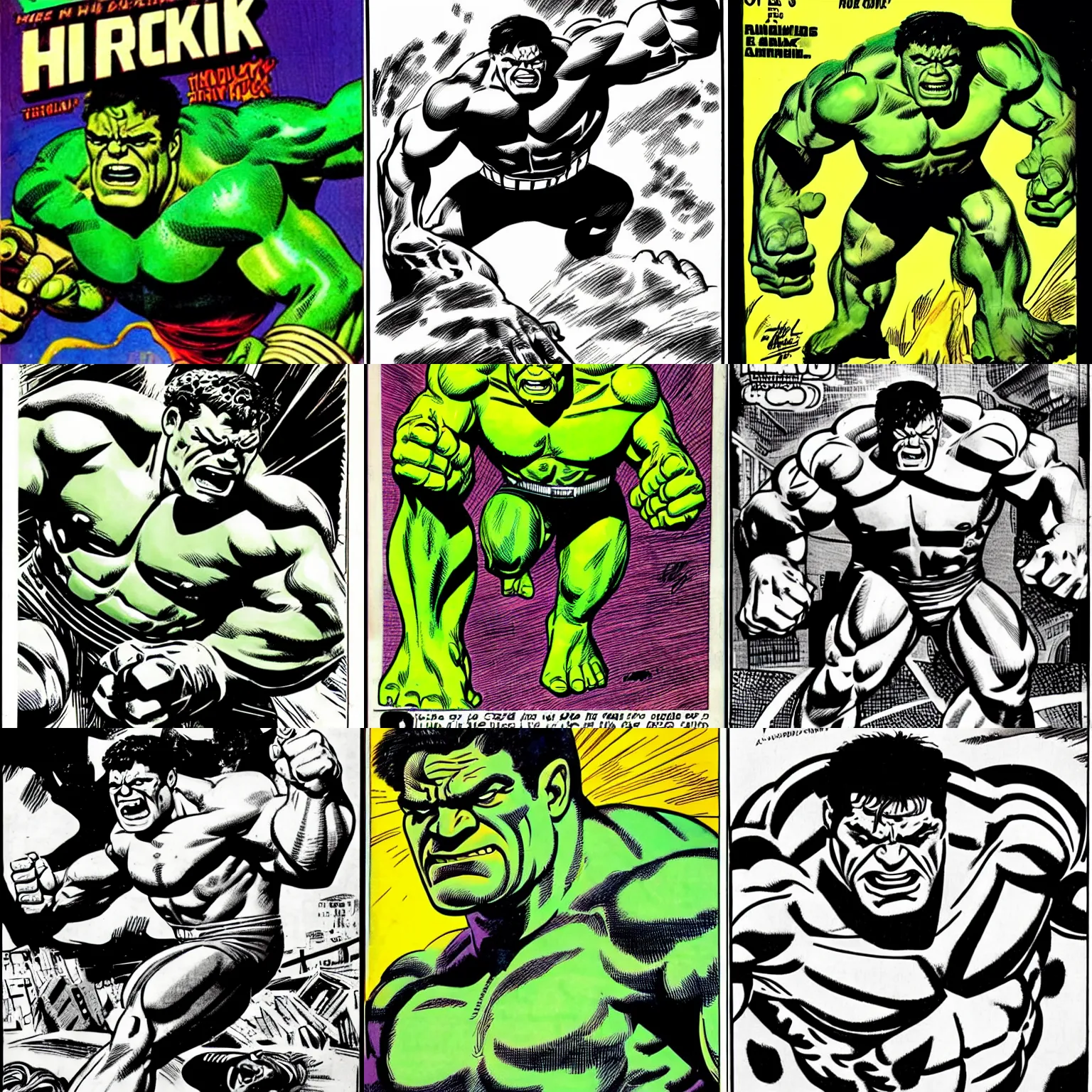 Prompt: by jack kirby comic book macro face of hulk