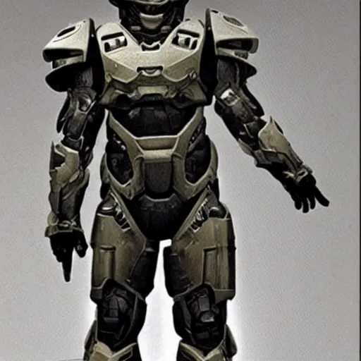 Image similar to steve urkel in intimidating futuristic halo battle armor