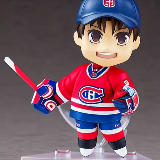 Image similar to high quality portrait flat matte painting of cute Nendoroid figurine of Carey Price Goaltender, in the style of nendoroid and manga NARUTO, number 31 on jersey, Carey Price Goaltender, An anime Nendoroid of Carey Price, goalie Carey Price!!!, number 31!!!!!, Montreal Habs Canadiens figurine, detailed product photo, flat anime style, thick painting, medium close-up