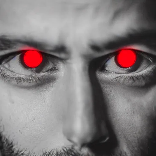 Image similar to a man with red glowing eyes