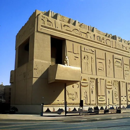 Image similar to Egyptian revival postmodern building