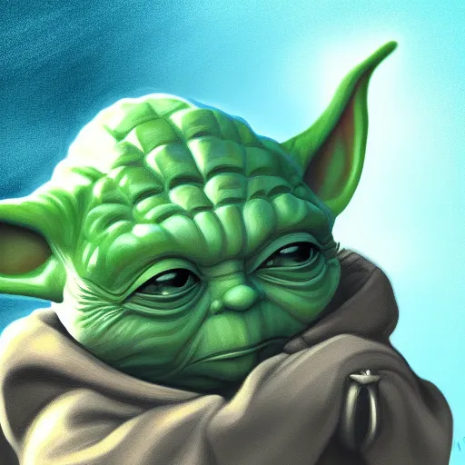 Prompt: Yoda hitting a blunt, Digital painting