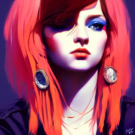 Image similar to a portrait of a beautiful punkrock gypsy, art by ilya kuvshinov and wlop and artgerm and josan gonzalez, digital art, highly detailed, intricate, sharp focus, trending on artstation hq, deviantart, pinterest, unreal engine 5, 4 k uhd image