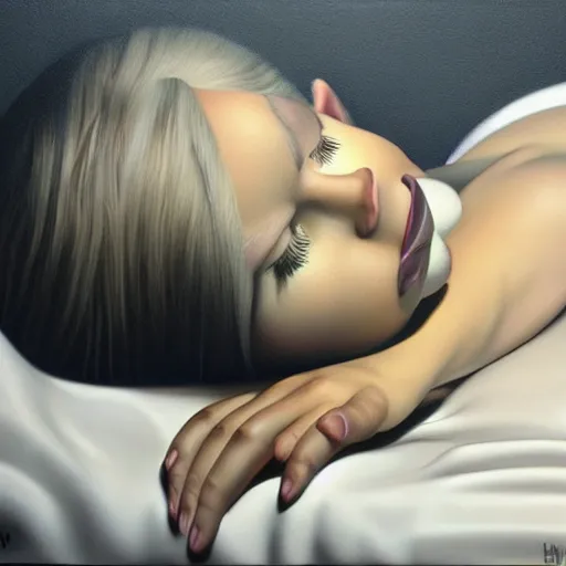 Prompt: sweet dreams. by michael whalen, hyperrealistic photorealism acrylic on canvas